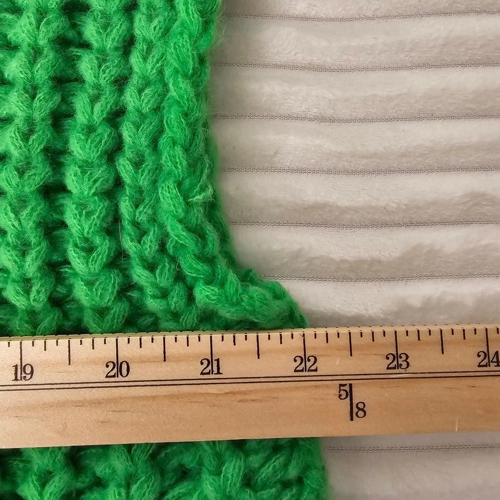 Women Chunky Knit Button Front Cropped Sweater Vest L Green Grannycore Eclectic